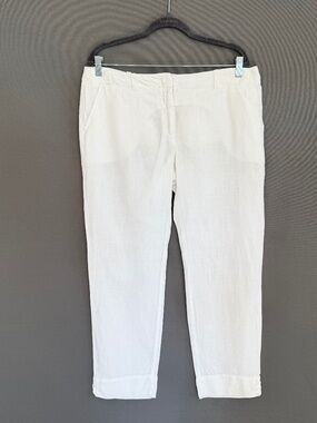 120% LINO Women’s Size 50 US 14 White Low Rise Chino Straight Leg Ankle Pants